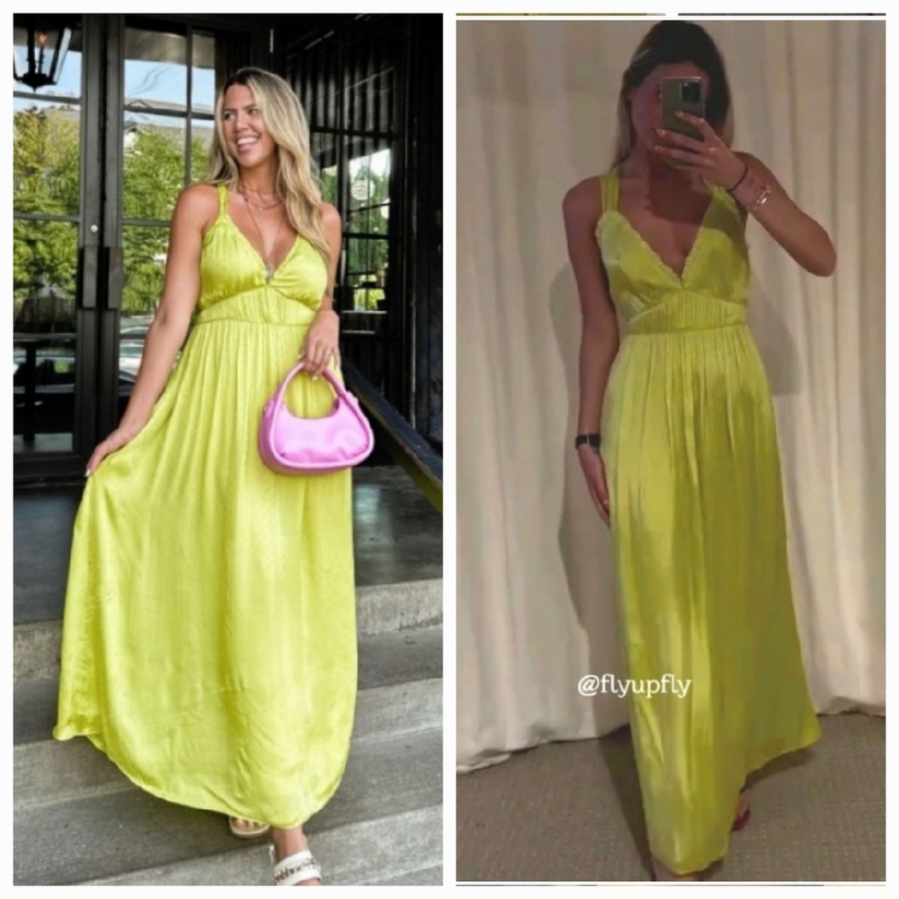 Zara Satin Effect Dress Lime size XS and M - Picture 4 of 16